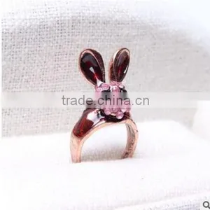 Young Lady Favourite Diamante Wine Red Smart Rubbit Rings thumbnail-1