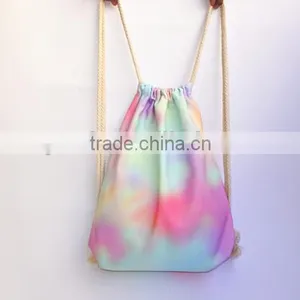 Promotional Canvas Pattern Printing Drawstring Backpack Bag thumbnail-3