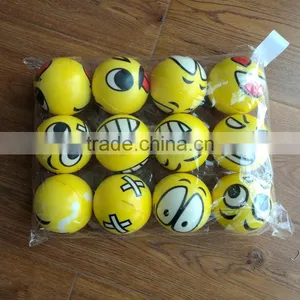 High Quality Hot Sell Mini PU Ball Toys With Emoji Printing Play Ball Yellow Ball Toys For Kids Children thumbnail-2