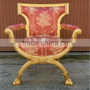 Espana Style Antique Dining Chair Red and Gold Foil thumbnail-1