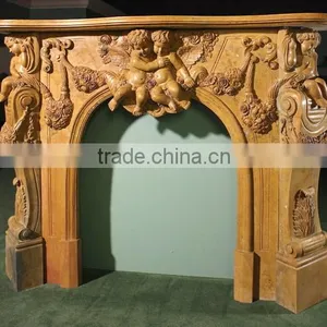 Brown Polished Marble Fireplace for Home Decoration thumbnail-4