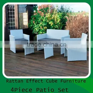 Fire Redardant Fabric Standard 4 Pcs Plastic Outdoor Black ot Blue Rattan /wicker Effect Furniture Set thumbnail-3