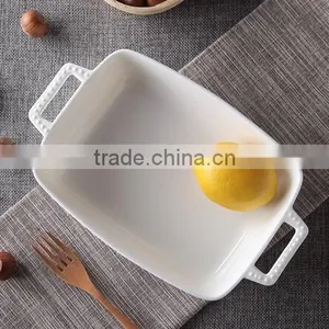 7'' White Porcelain Bakeware With Handle Square White Porcelain Tray Porcelain Bakeware thumbnail-5