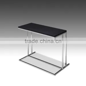Modern Fashion Simple Style Stainless Steel Metal Console Table Wood Top Designs thumbnail-1