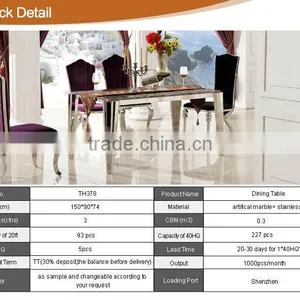 TH383 Stainless Steel Tempered Glass Modern Dining Table thumbnail-4