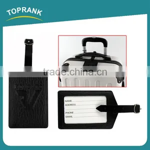 Toprank Wholesale Custom Exquisite Embossed Black Leather Pu Luggage Tag Strip Airplane Hang Travel Tag thumbnail-1