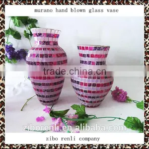 Fabulous Design Pink Mosaic Homeware Antique Murano Hand Blown Glass Vase thumbnail-1