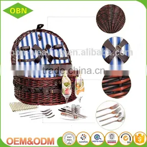 Handwoven Eco-friendly Cheap Antique Mini Wicker Oval Picnic Basket for 2 Persons thumbnail-4