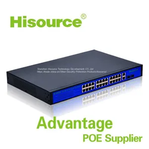 Hisource 24-портовый 400Вт POE-коммутатор IEEE802.3AF/AT, сетевые коммутаторы, быстрый Ethernet-коммутатор thumbnail-2