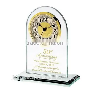 Green Glass Table Gold Clock for Office Decoration thumbnail-1