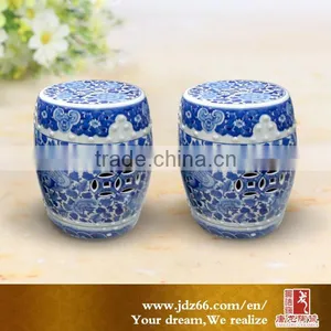 Peach Painted Blue and White Style Excellent Quality Antique Porcelain Stool thumbnail-3