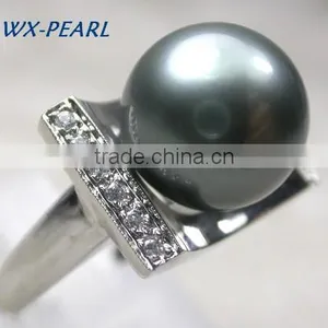 Golde Pearl Silver Ring With Tahitian Pink Round Pearl Ring thumbnail-1