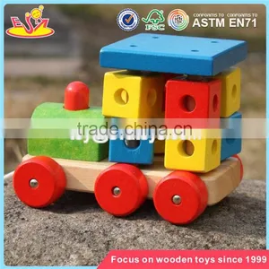 Wholesale Toddlers Building Blocks Wooden Pull Train Toy New Design Kids Wooden Pull Train Toy W05C072 thumbnail-6