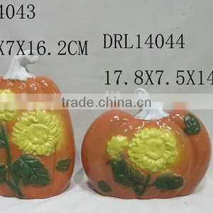Holloween Flower Pattern on Ceramic Pumpkin Festive Decorations thumbnail-1