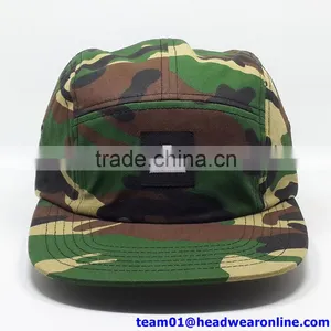Custom Pattern Printed 5 Panel Hat With Leather Patch thumbnail-1