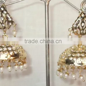 JADAU GOLD PLATED Dangler JHUMKA TEMPLE EARRINGS thumbnail-1