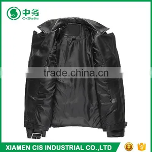 High Quality Windproof Men Black PU Motorcycle Leather Jacket thumbnail-3