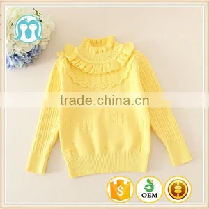 Autumn Winter Plain Hot Sales Clothes Children Cardigan Girls Pullovers Pure Yellow Sweaters For Winter thumbnail-1