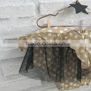 Khaki Polka Dot Diaper Cover Skirt Girls Bloomer Dress Chiffon Underwear Bulk Wholesale China Factory thumbnail-3