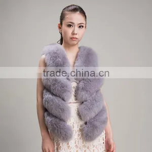 Myfur Ladies Full Pelt Fashionable Genuine Natural Fox Fur Vest Waistcoat Girls Gilet Short Fur thumbnail-1