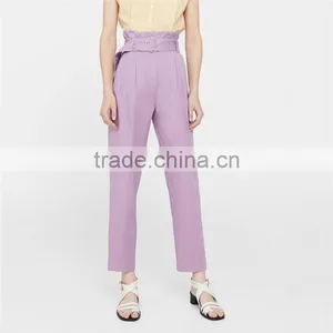 Hot Design Lavender Empire Waist Summer Trousers With Belt Loop thumbnail-6