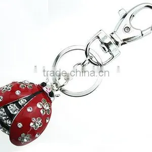 Painting Red and Black Alloy Insect Ladybird Key Chain thumbnail-1