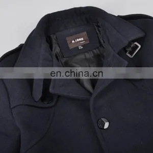 2015 Lastest Fashion Top Grade Woolen Trench Mens Military Jacket thumbnail-5