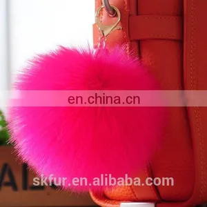 Handmade Colorful Faux Fur Pom Pom Keychain thumbnail-2
