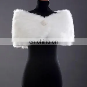 Grace Karin Elegant Design Winter White Faux Fur Wedding Bridal Shawls CL2616 thumbnail-2