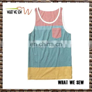 Custom Pocket Tank Top Men Contrast Color Tank Tops for Men thumbnail-1