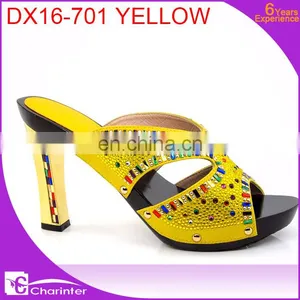 Ladies Shoes With Stones High Heel Slipper African Ladies Shoes thumbnail-5