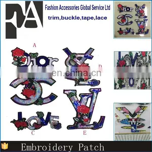 Luxury Letter Flower Sequin Beaded Patches Embroidery Flower Bead Applique Patch thumbnail-6