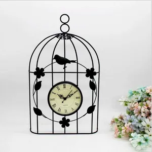Bird Cage Metal Wall Clock Home Decoration Iron Clock thumbnail-1