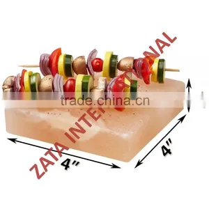 Himalayan Natural Crystal Rock Salt Tiles Plates Slabs Size 4" x 4" x 1" for BBQ Barbecue Cooking Searing Serving Grilling thumbnail-1