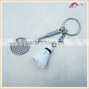 Promotional Funny Gifts Racket Metal Badminton Keychain Ring thumbnail-1