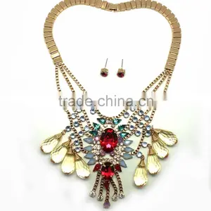 2015 Latest Cheap Alloy African Crystal Beads Jewelry Set, Crystal Jewelry Set Necklace and Earrings Jewelry Set thumbnail-1