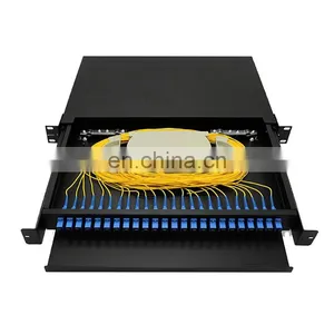 19 Inch Rock Mount ODF 1U 24 Port SC SX Fiber Optic Patch Panel Empty thumbnail-1