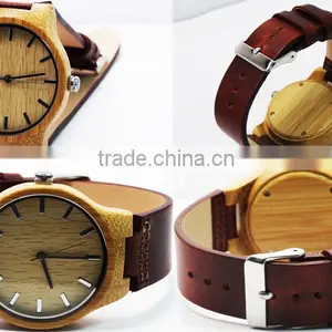 Pair 100% Natural Bamboo Watch New Arrival Women Wristwatches High Quality Vintage Style for Couples thumbnail-2
