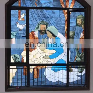 Custom Texture Architectural Church Windows Transparent Tiffany Stained Glass Panels Wholesale Decoration Art Glass thumbnail-4