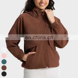 New Breathable Hidden Zipper Pockets Coat Custom Hooded Windbreaker Outdoor Jacket Women Windproof Waterproof Softshell Jacket thumbnail-1