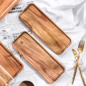 Wooden Tray Breakfast Tray Snack Fruit and Dried Fruit Tray Acacia Wood Dessert Tray thumbnail-2