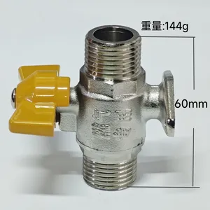 1/2Double Outer Wire Ball Valve,Fixed Ball Valve,Water Heater Ball Valve,electroplateCopper Ball Valve，Kitchen Ball Valve thumbnail-5