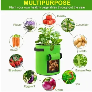 Premium Eco-friendly Nonwoven Fabric Potato Grow Bags With Reinforced Handles Large Capacity Garden Pots thumbnail-5