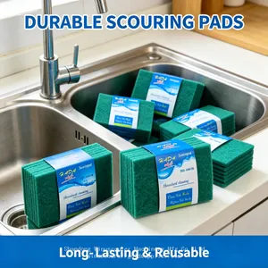 Stock Available Green Heavy‑Duty Scouring Pads Bulk Wholesale for Hotel Restaurant Cleaning Supplies thumbnail-4