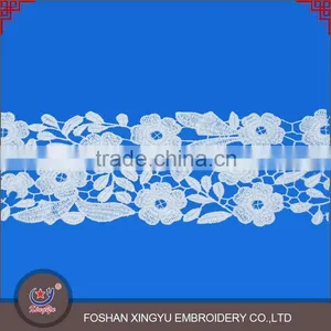 New Design OEM Custom Shaped Polyester Chenille Silk Chemical Guipure Embroidery Lace Trim Wholesale in China thumbnail-2