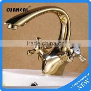 Brass Dual Gold Handle Basin Faucet thumbnail-1