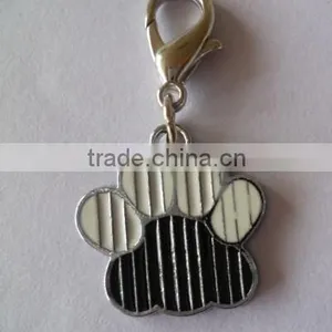 Chrome Plated Black Enamel Bear's Paw Charm Pendants thumbnail-1
