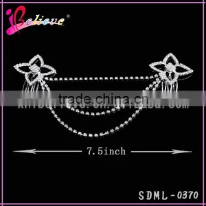 Small MOQ Wedding Hair Jewelry Wholesale Claw Head Chain Crystal Hair Jewelry for Bridal thumbnail-2