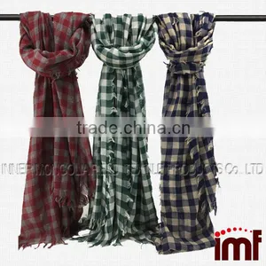 Women's Plaid Check Design Fashion Scarf,Large Pashmina Plaid Fringe Scarf thumbnail-1