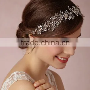 Luxury Handmade Rhinestone Pearl Hair Band New Brand Bridal Hair Accessories thumbnail-2